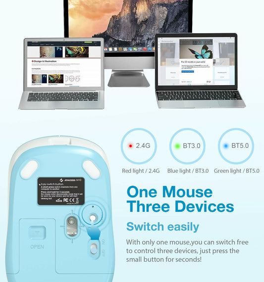 JOYACCESS Bluetooth 2.4G Wireless Mouse Dual Mode USB Blue