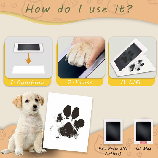DBIGQ Dog Paw Print Kit Mess-Free Inkless Stamp Pad Medium 4Pack Black