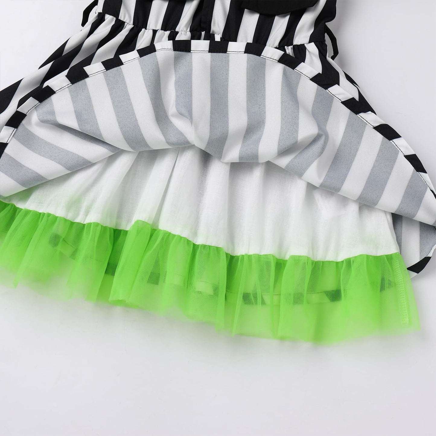 IDOPIP Toddler Girls Black White Striped Dress with Headband & Belt 4-5Y