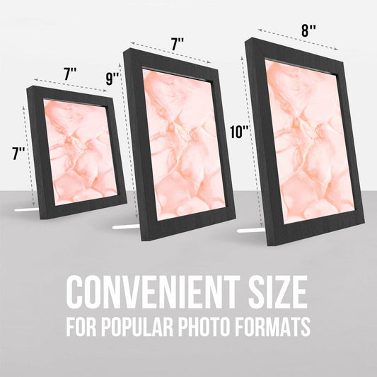 Latile Floating Picture Frames 3 Pc Glass Large Square Black UV Protection