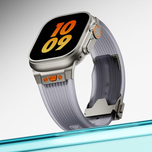 Jopinl Clear Silicone Watch Band for Apple Watch Ultra 49mm Black