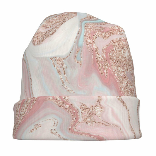 NoUtat Rose Gold Glitter Coral Gray Pastel Marble Slouchy Beanie Hat Unisex