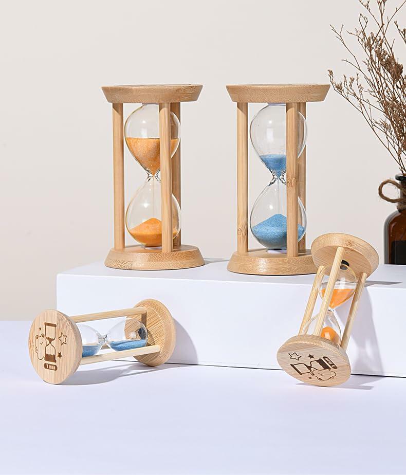Mini Bamboo Sand Timer 3Min Orange 100% Bamboo Hourglass Sandglass Timer