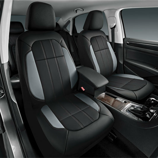 Road Comforts Breathable Leather Car Seat Covers Front Seats Airbag Safe Gray