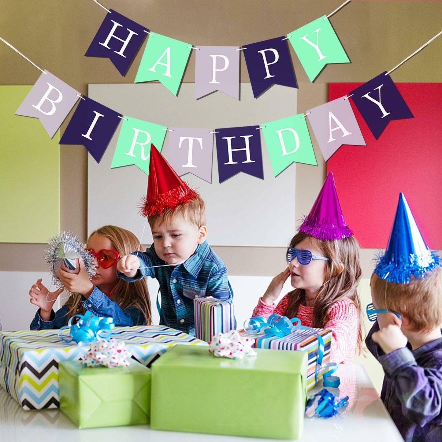 Imtively Happy Birthday Banner Purplish Paper Party Decoration