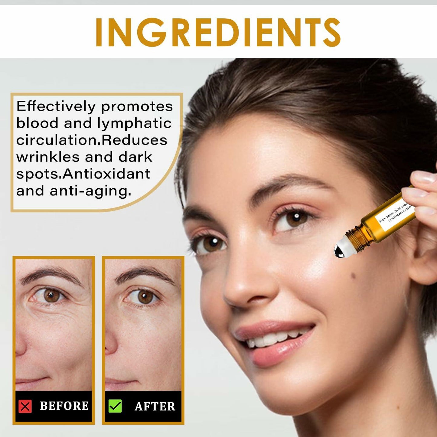 WEEMAY Eye Essence Castor & Frankincense Oil Roller Ball 0.33oz 3 Pcs