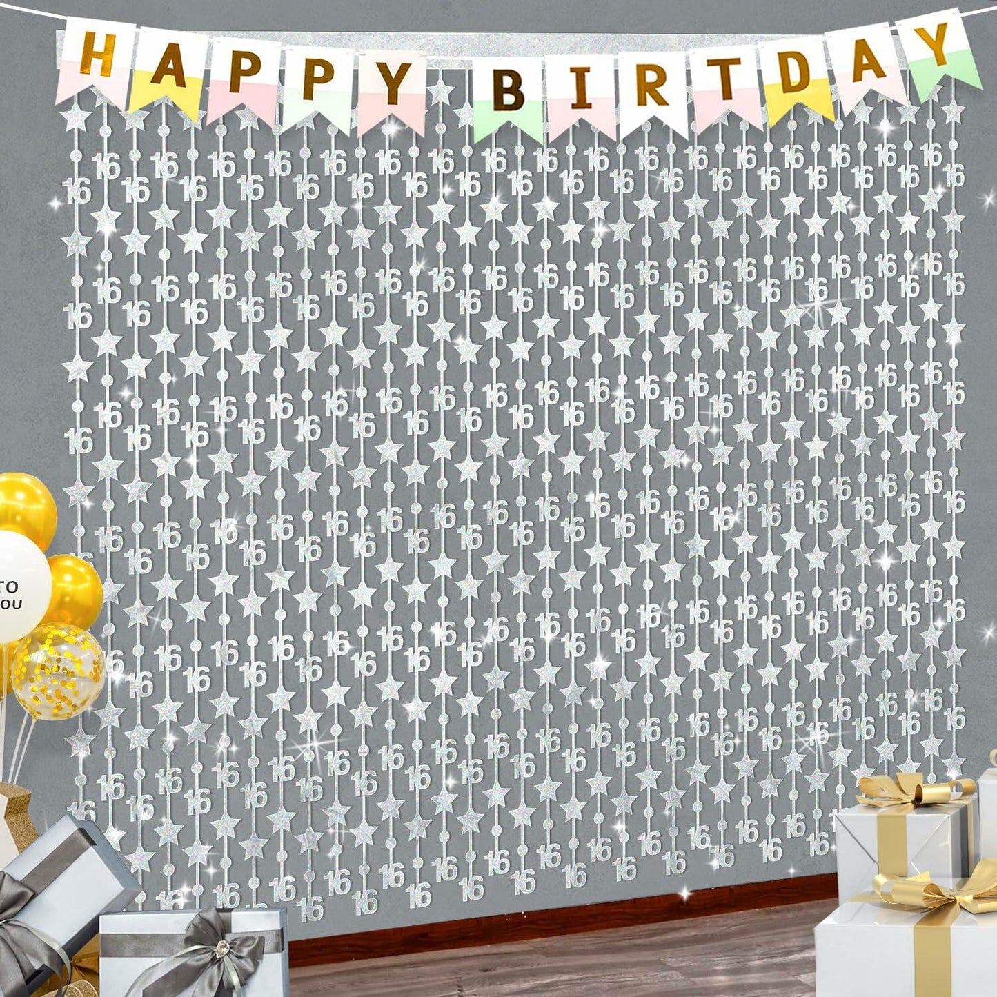 WenmthG 2 Pack Rose Gold 16th Birthday Party Decorations 3.3x6.6ft