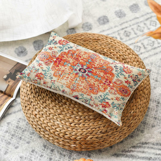 VAKADO Outdoor 12x20 Lumbar Pillow Covers Set of 2 Dark Blue Polyester