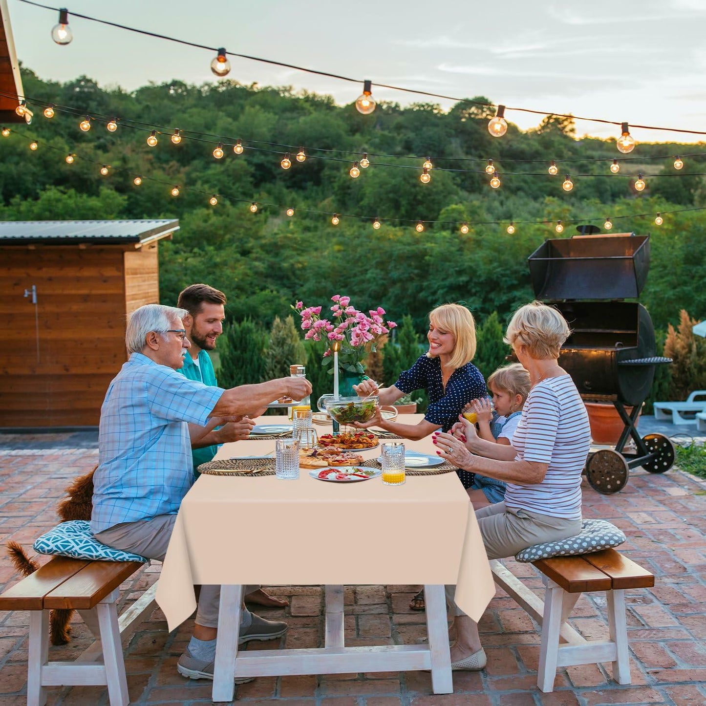 Kongdaoth Orange Disposable Plastic Tablecloths 54x108in 12 Pack
