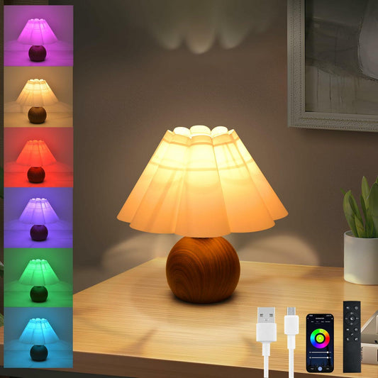 WLQCWL Cordless Rechargeable Table Lamp 12 Colors Brown Metal Farmhouse