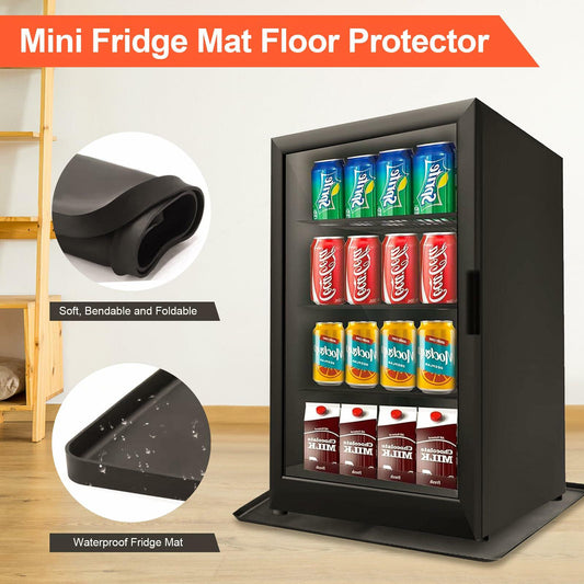 Kucucyle Mini Fridge Silicone Mat 23.6x23.6in Floor Protector 2PCS Black+Gray