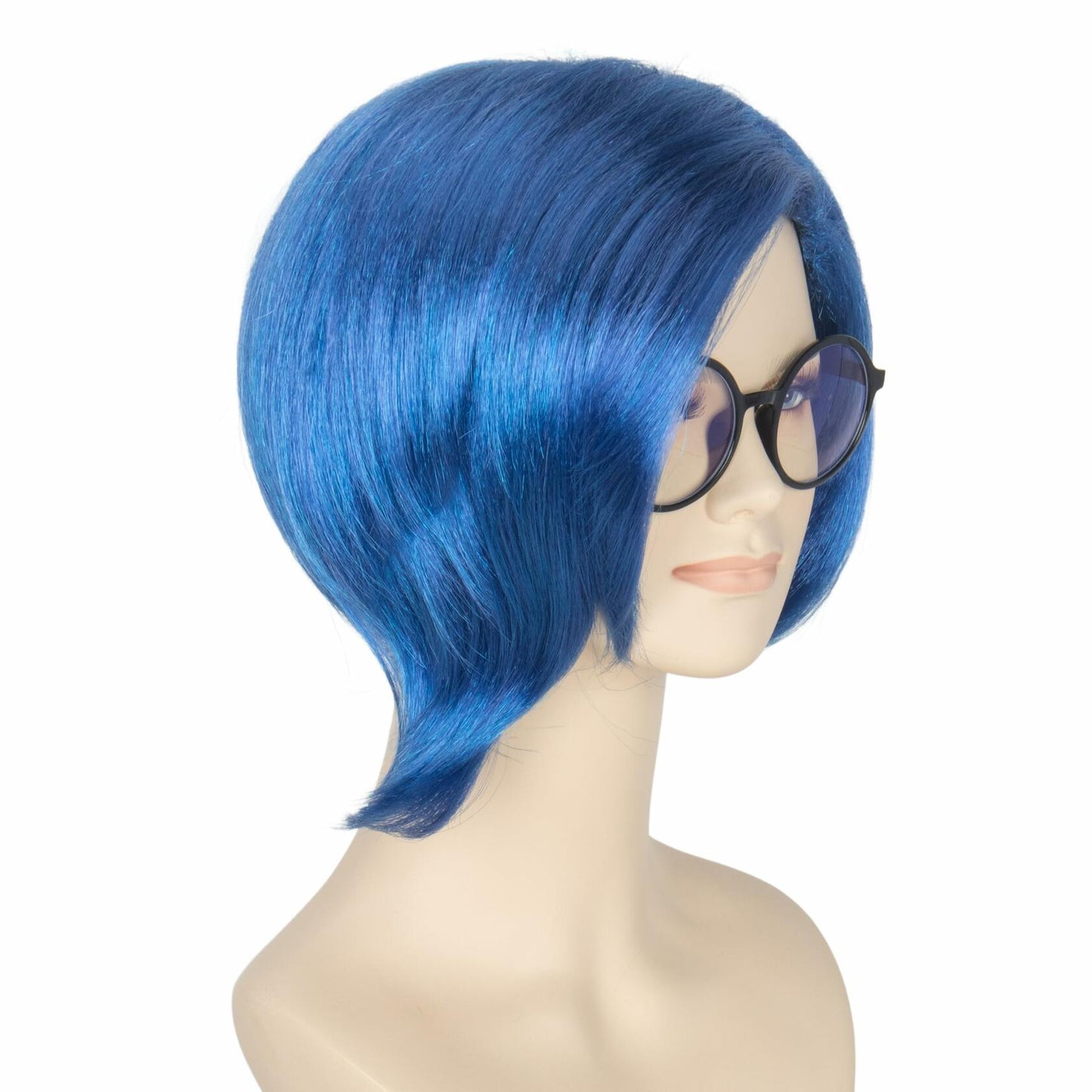 Miss U Hair Women's Short Straight Blue Wig with Glasses Cosplay