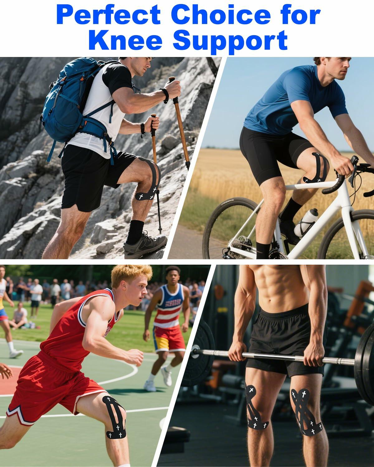 Yigney Christian Cross Kinesiology Tape Knee Support Black 12 Pcs