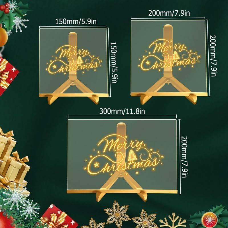 WESUN LED Note Board Acrylic Light Up Message Board 7 Pens 7.9x7.9"