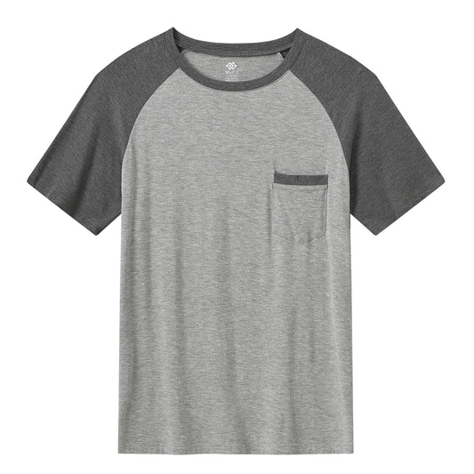 MoFiz Mens Sleepwear Pajama Set Lightweight Cotton Dark Gray Light Grey Size XL