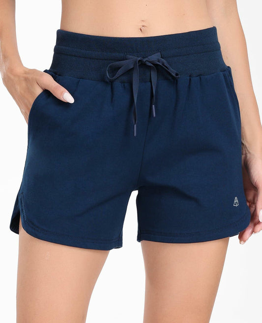 Haimont Women's Cotton 4" Sweat Shorts Navy Pockets Size S