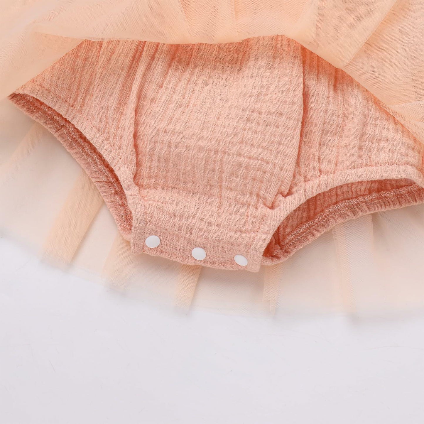 ODASDO First Birthday Outfit Baby Girl Peach Romper Dress Headband 12-18M