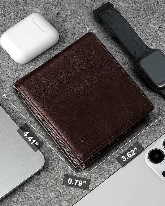 FLETUTE Full-Grain Leather Slim Airtag Wallet Mens Luxury Blue