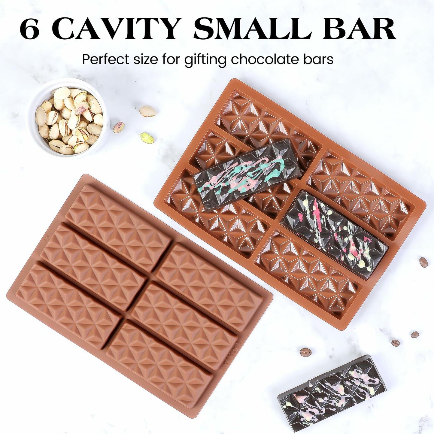 KASHME Chocolate Bar Mold Silicone Deep Large 1 Inch Brown 1 Pc