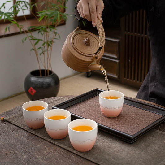 TEANAGOO Japanese Tea Cup 5.6oz Gradient Pink White 4 Pcs Box