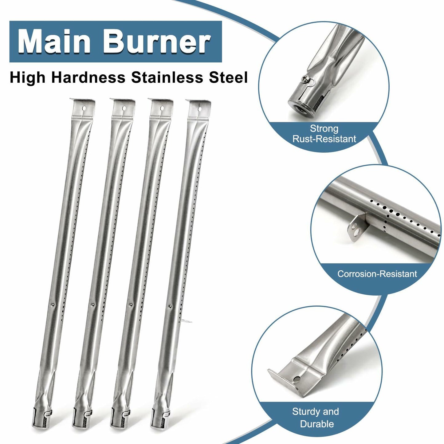 Adviace Grill Replacement Parts for Charbroil 4 Burner Grills Silver Black