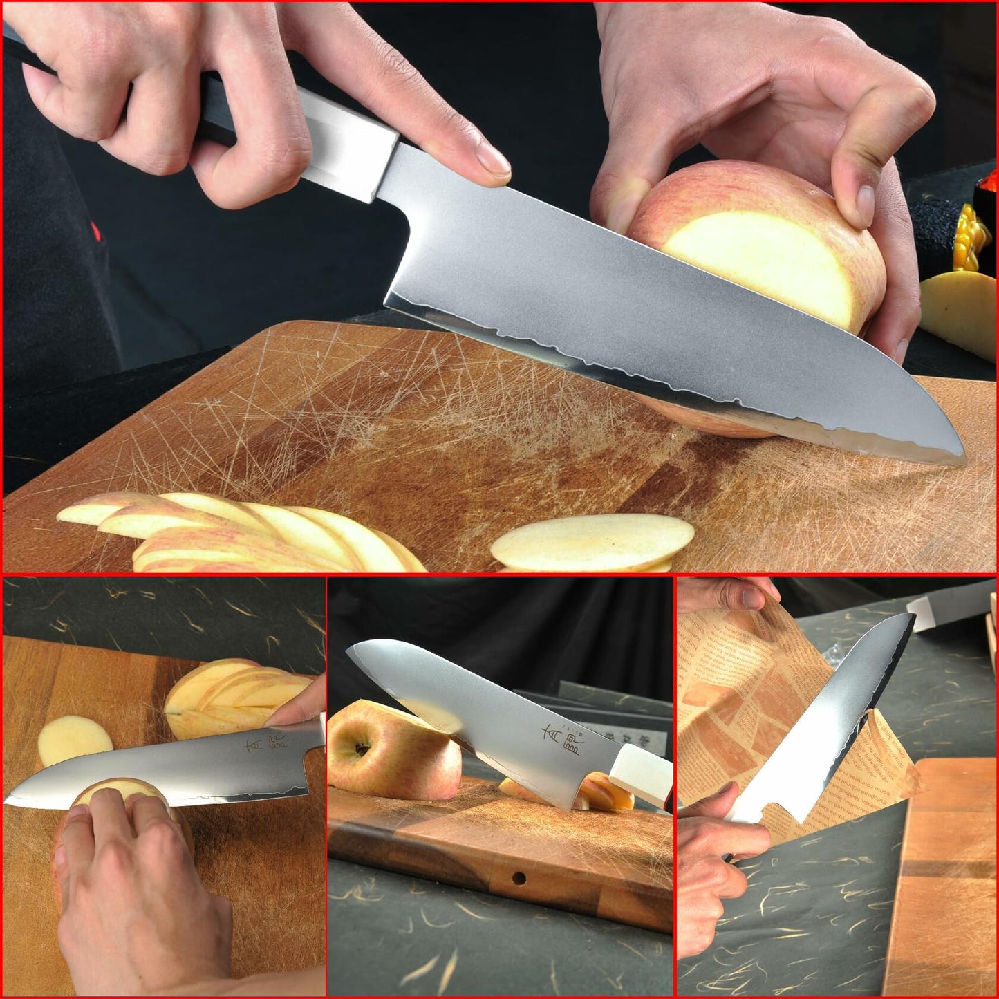 TAIE Santoku Kitchen Knife 7in Japanese 9Cr18Mov Steel G10 Handle Silver