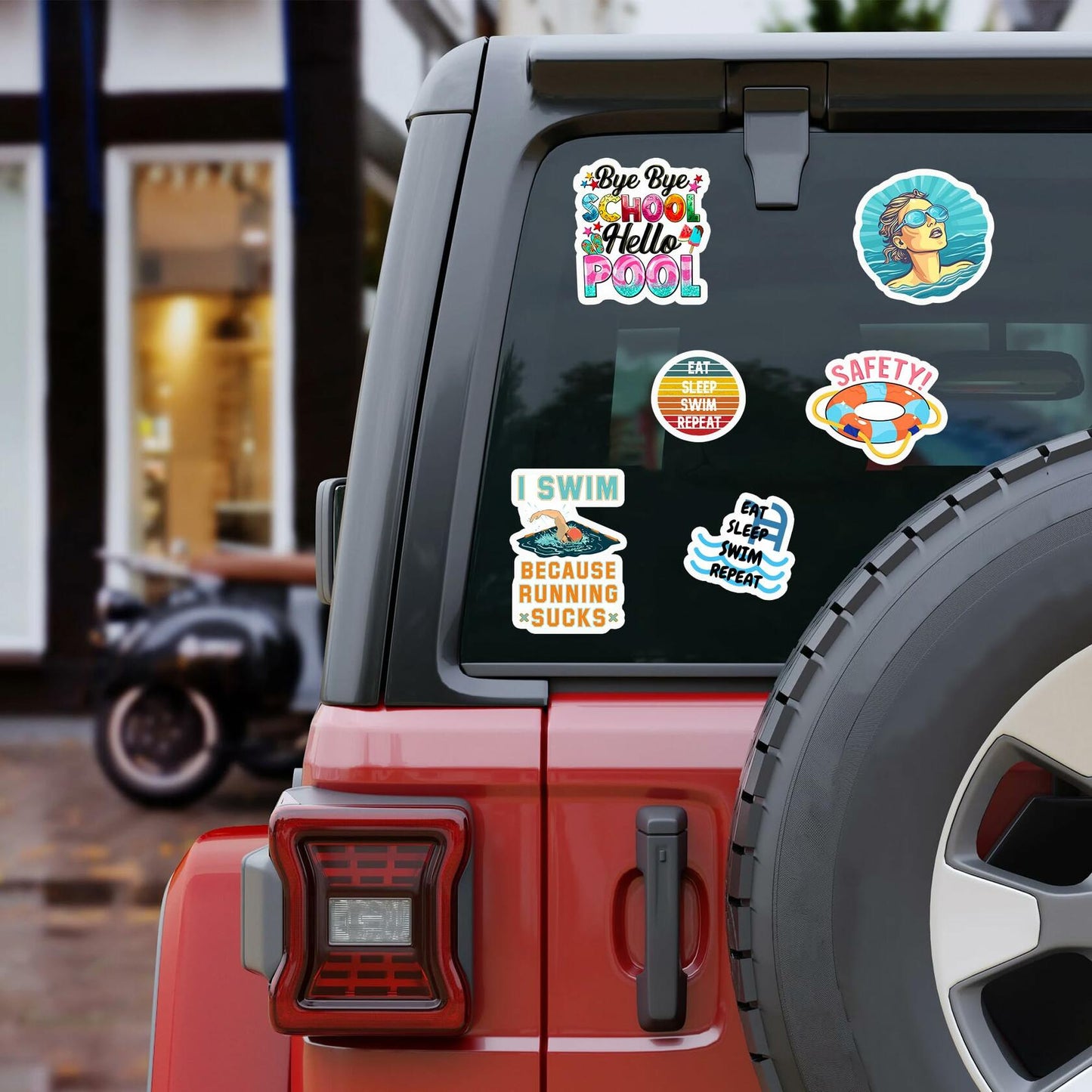 BIGZORO 50PCS Waterproof Swimming Stickers Decals Vinyl for Laptop Water Bottles