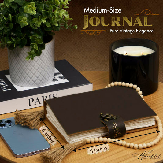 Anecdotal Vintage Genuine Leather Journal 6x8 Brown 200 Pages Unlined