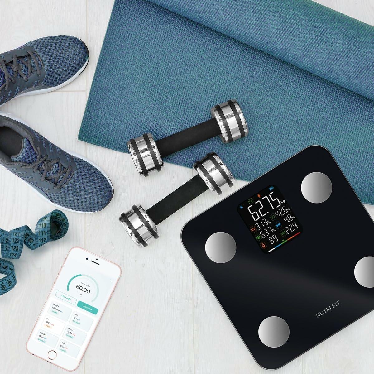 NUTRI FIT Smart Scale Body Weight BMI Muscle Fat Bluetooth 7-in-1 Black