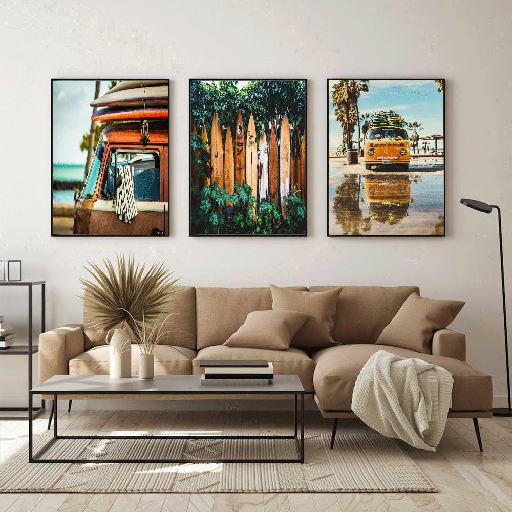 WYHLMTQ Bohemian Beach 3pcs Canvas Wall Art 12x16in Coastal Tropical