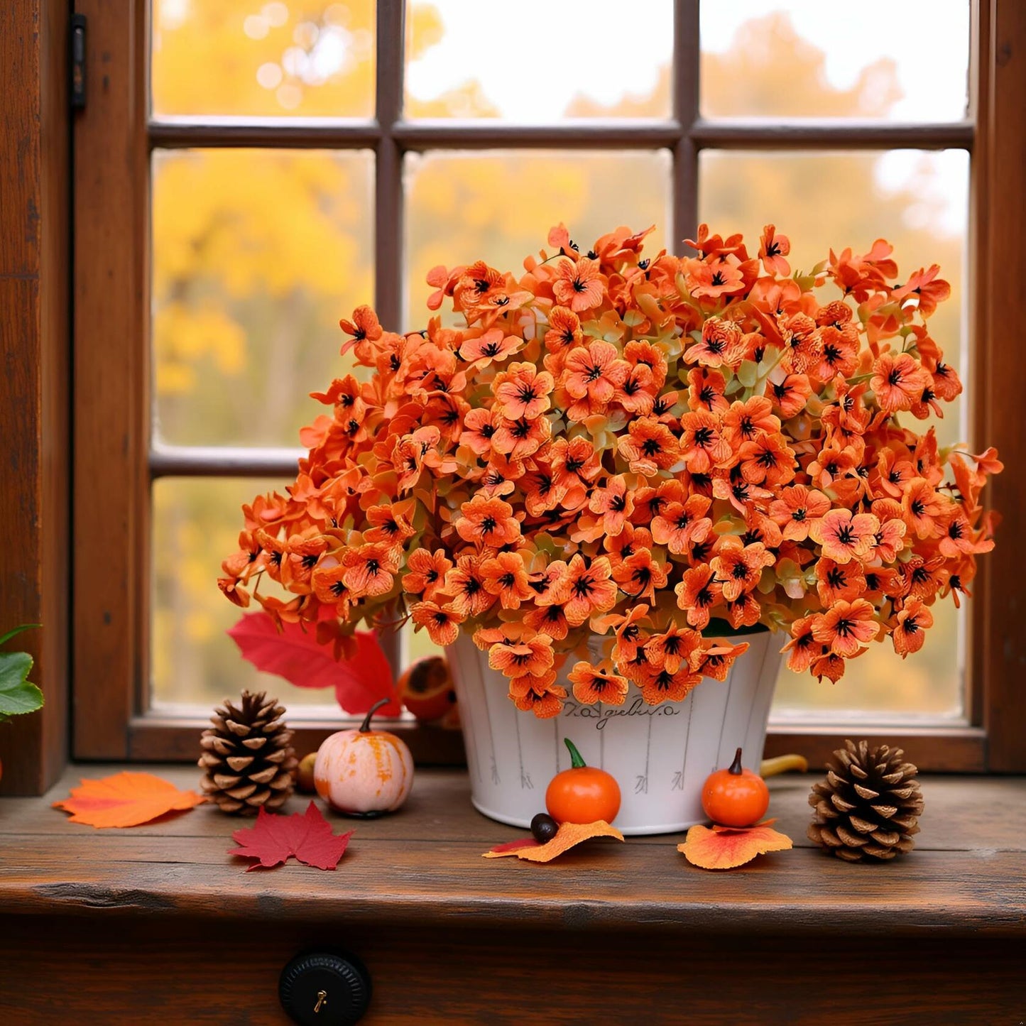 NAWEIDA Artificial Fall Flowers 12 Bundles Daisy Eucalyptus UV Resistant