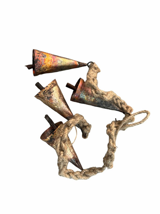 AYLIN OVERSEAS Wind Chime Christmas Bells 17in 4 Stainless Steel Rustic