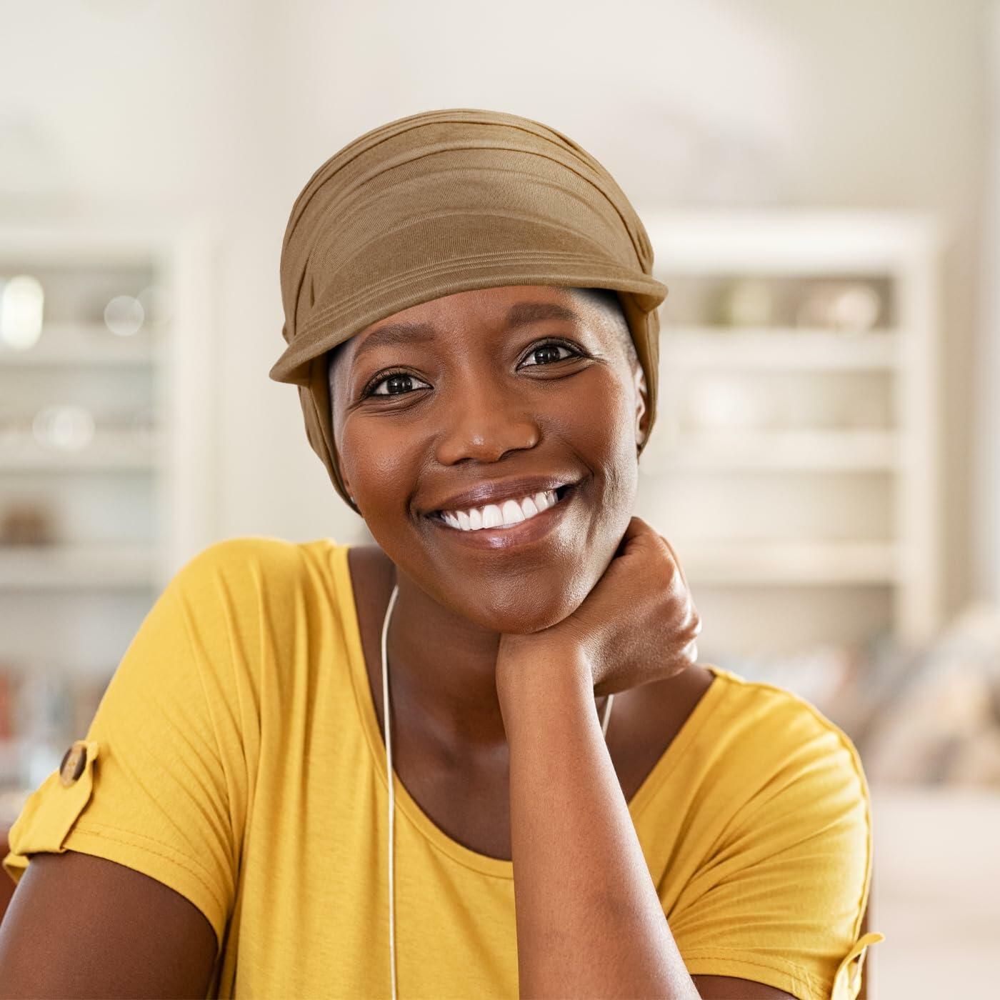 Wimnkuv Soft Bamboo Baseball Cap Women Chemo Hat Wine Red+Khaki One Size