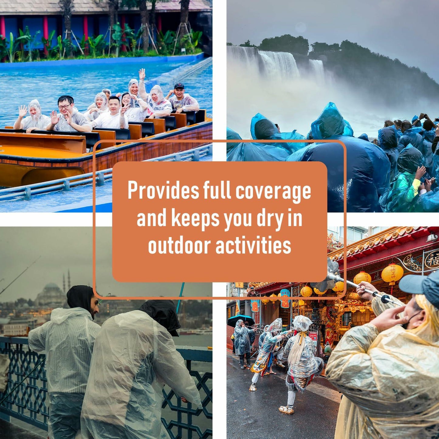 NVioAsport Disposable Rain Ponchos for Adults, 8 Pack, Plastic, Batwing Sleeve