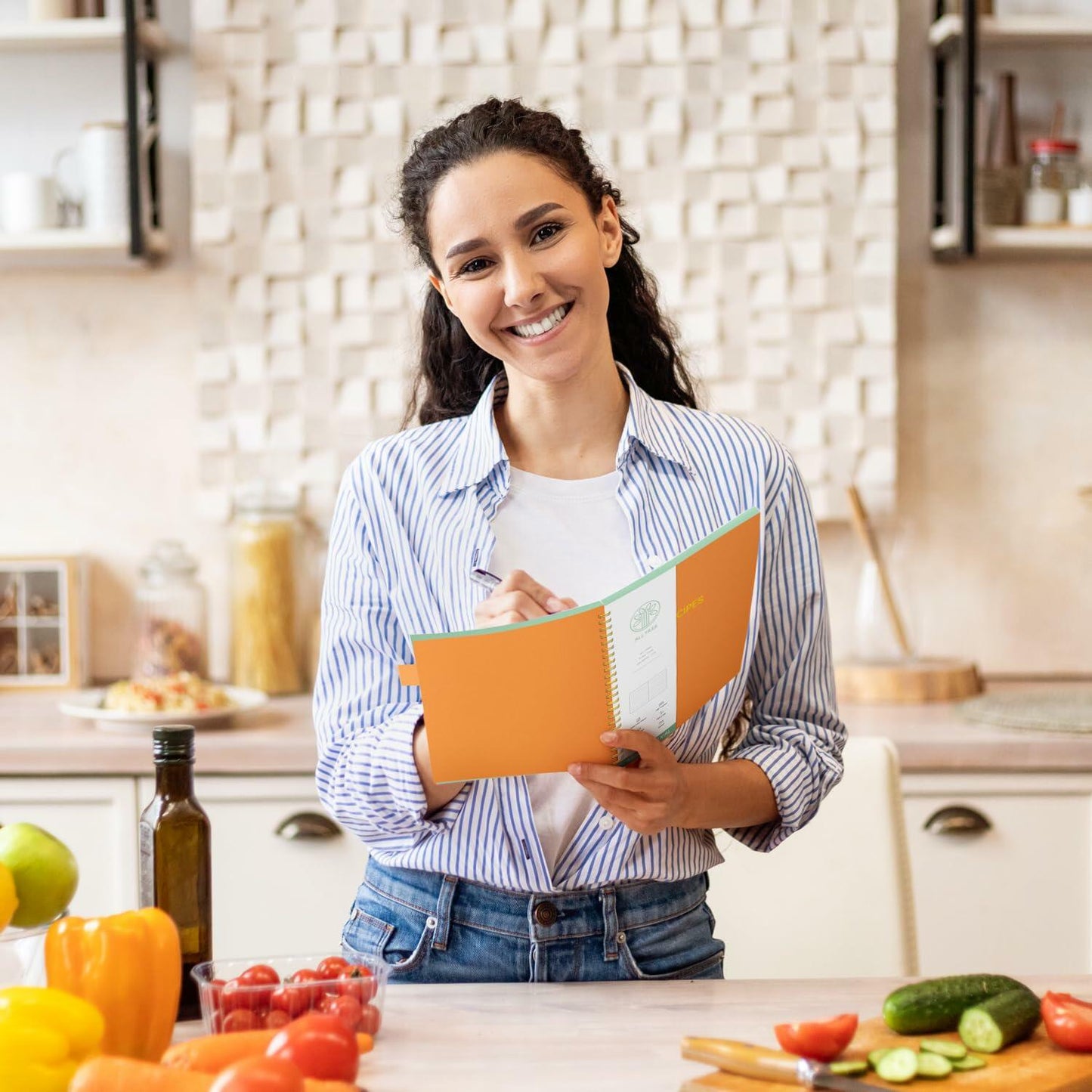 Alltree Recipe Notebook Spiral Organizer 15 Tabs 120 Pages Black 5.5x8.5