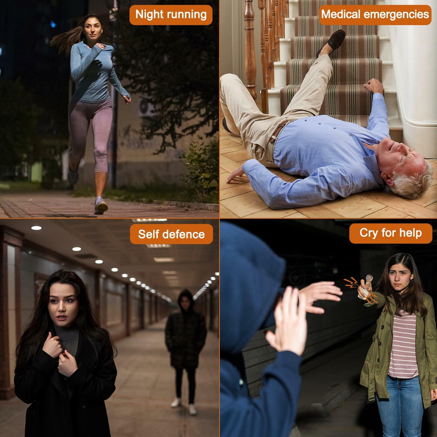 LE Sircut PA01 Leather Personal Alarm Keychain 130dB Rose Gold LED Flashlight