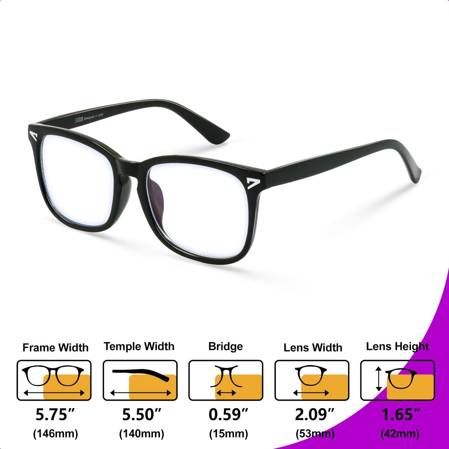 VISOONE Blue Light Blocking Glasses Square Anti Glare 2 Pack Gaming Men Women