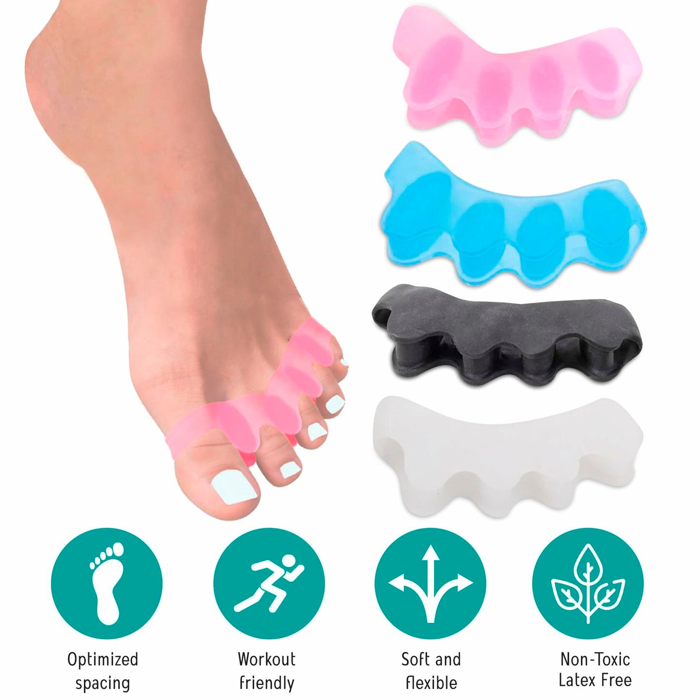 NAMELESS NICHE Toe Separators Bunion Corrector Toe Spacers White 1 Pair