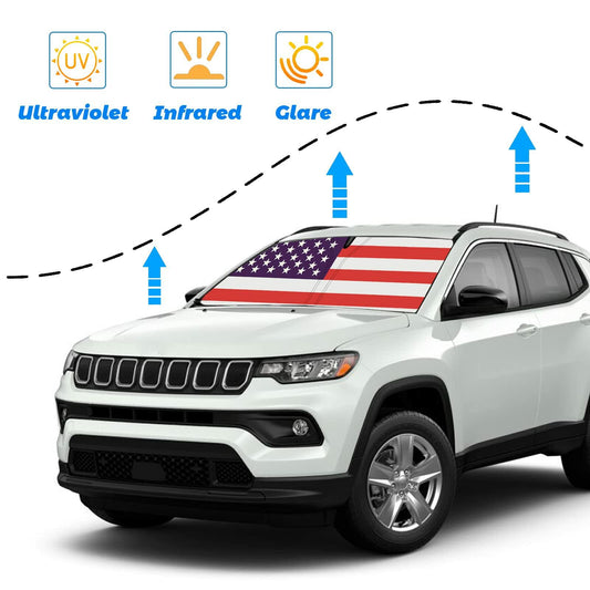 Moricere Windshield Sun Shade USA Flag Jeep Compass 2017-2023 Multi 6 Foldable