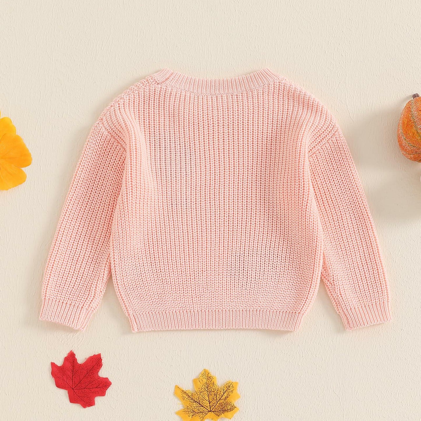 Adobabirl Baby Halloween Sweater Pumpkin Embroidery Knit Pullover Pink Size 6-9M