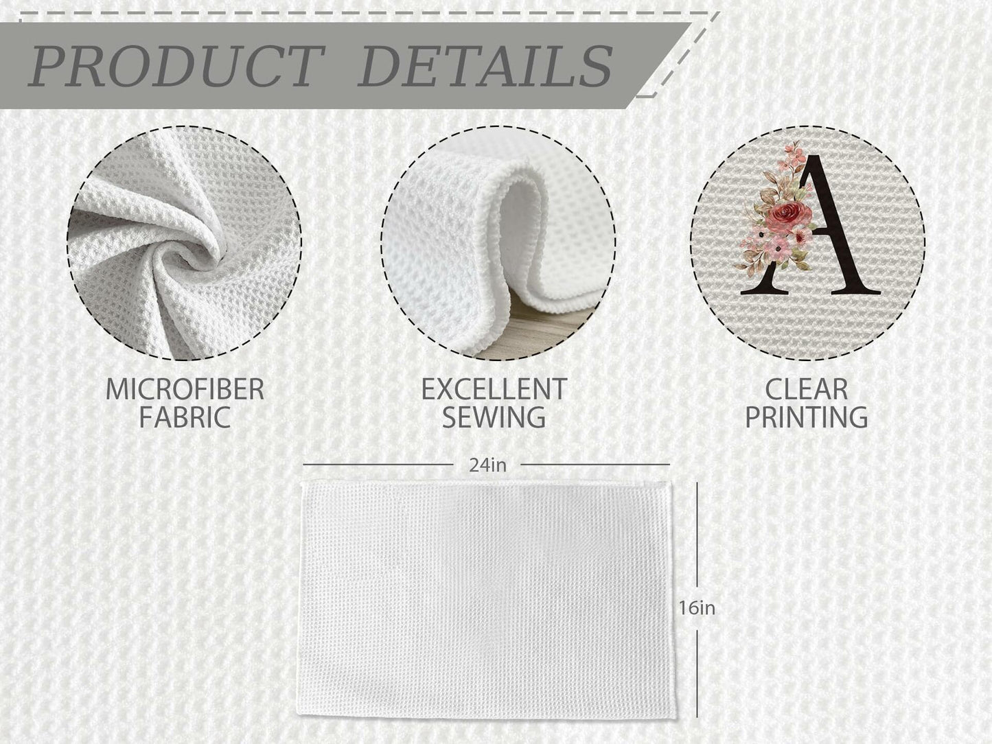 Bnwepo Kitchen Towel Mode Monogram Letter A Microfiber 16x24 Inches