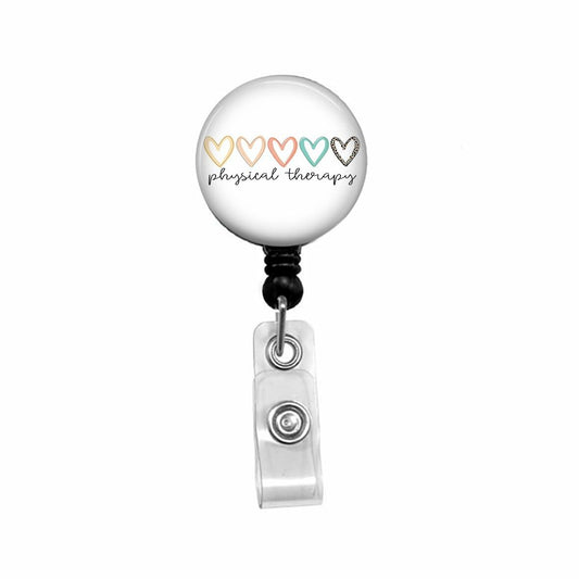 Kmatye Physical Therapy Boho Hearts Retractable ID Badge Holder Black Small