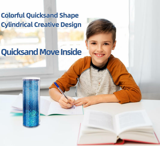 NBX NewmeBox Quicksand Pencil Case with Calculator & Mirror Purple Sakura Night