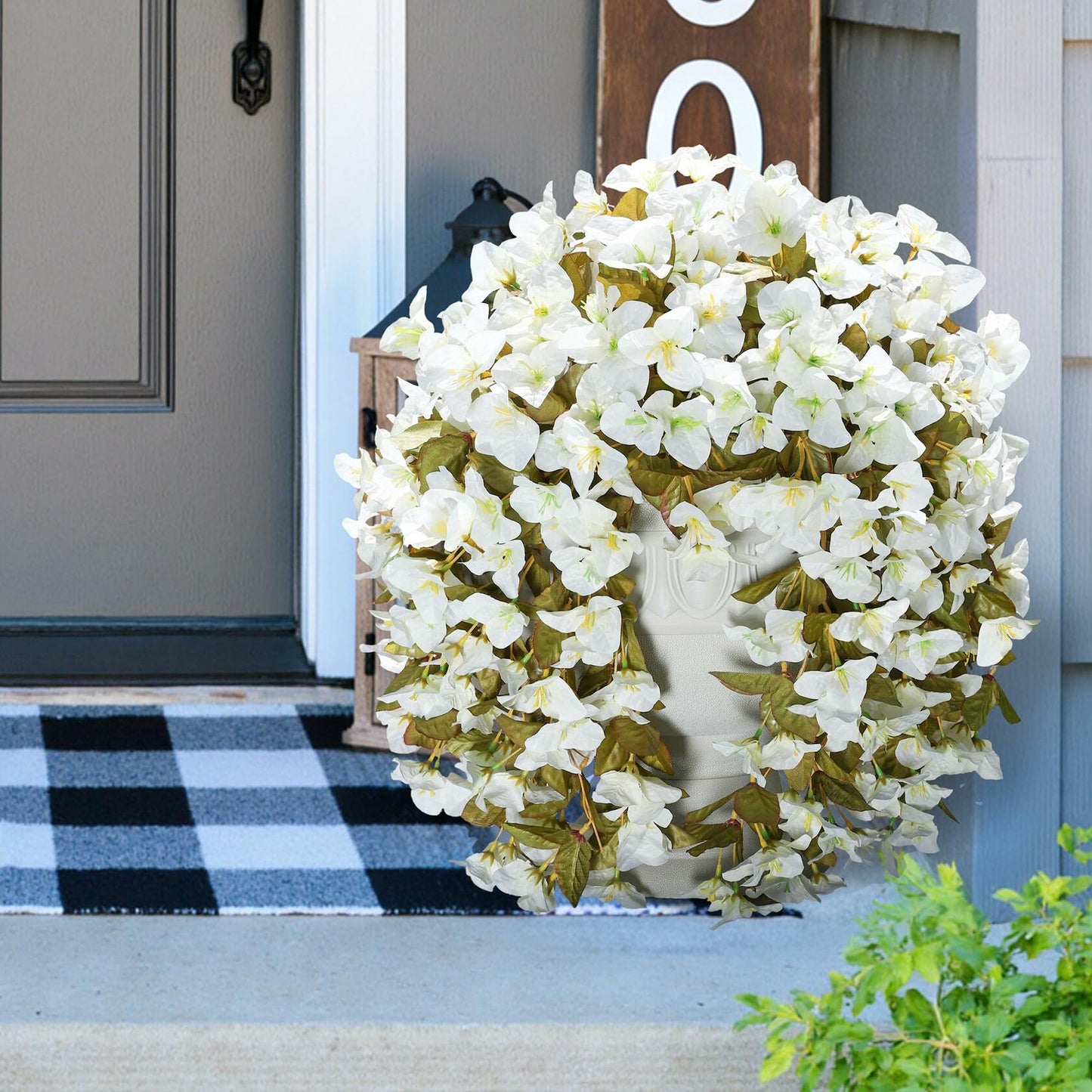 INSPRING Bougainvillea Artificial Flowers 2 pcs White UV Resistant Silk Vines