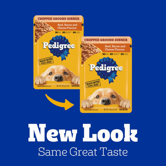 BestBy11/25 Pedigree Adult Soft Wet Dog Food Beef Bacon Cheese 3.5oz 16-Count