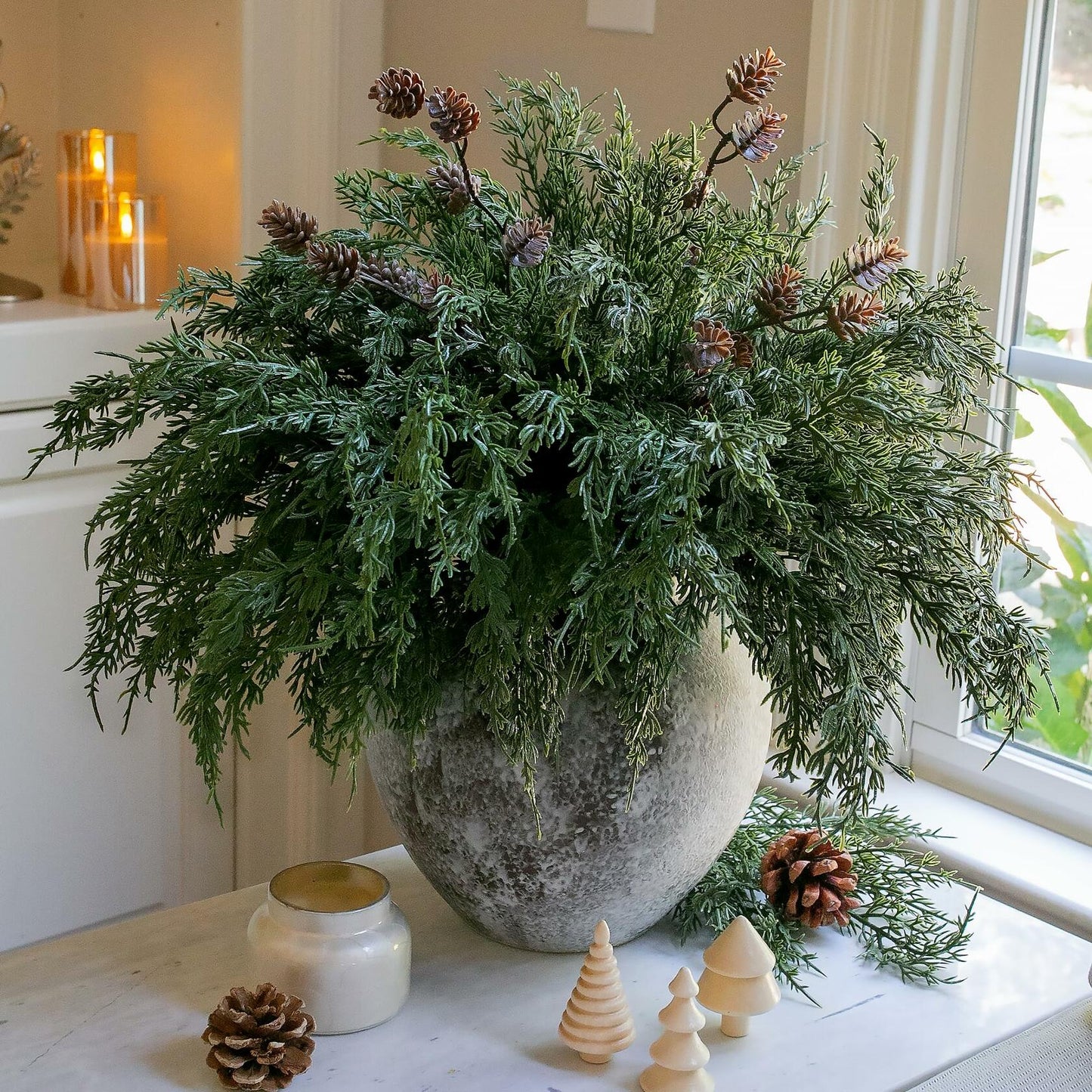 Ivydale 7 PCS Artificial Fall Stems 26in White Flowers Silk Greenery