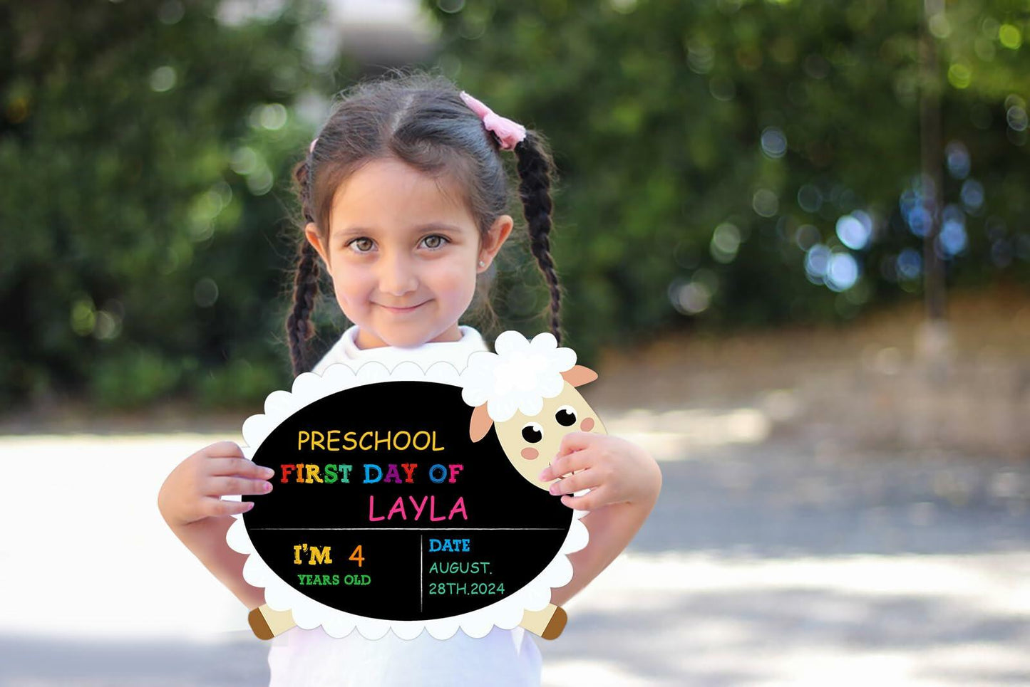 GROWTHMAGIC First Day of School Sign Sheep Shape Chalkboard 14x11 PVC