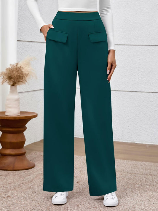 BTFBM Women's High Waisted Stretchy Palazzo Pants Dark Blue Size M