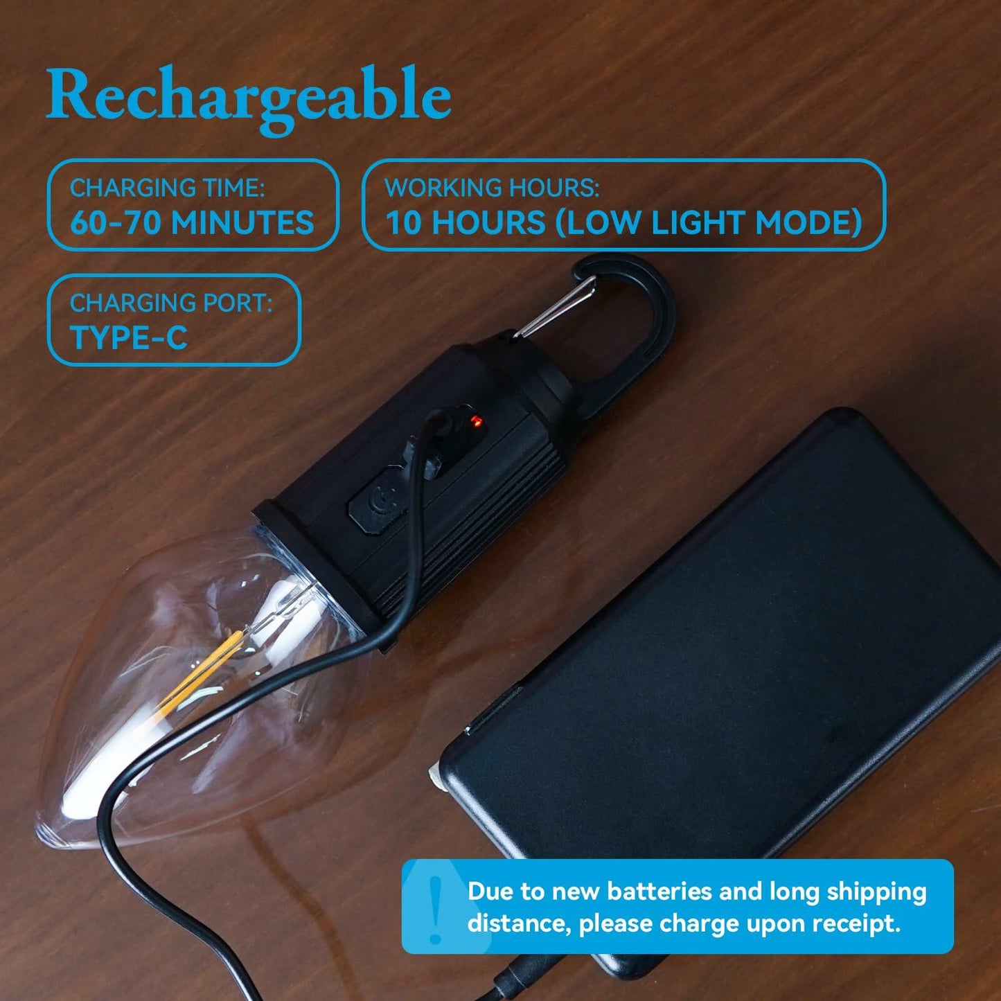 Brighfivey Rechargeable LED Gazebo Light Waterproof Hanging Candle Shape 1 Pack