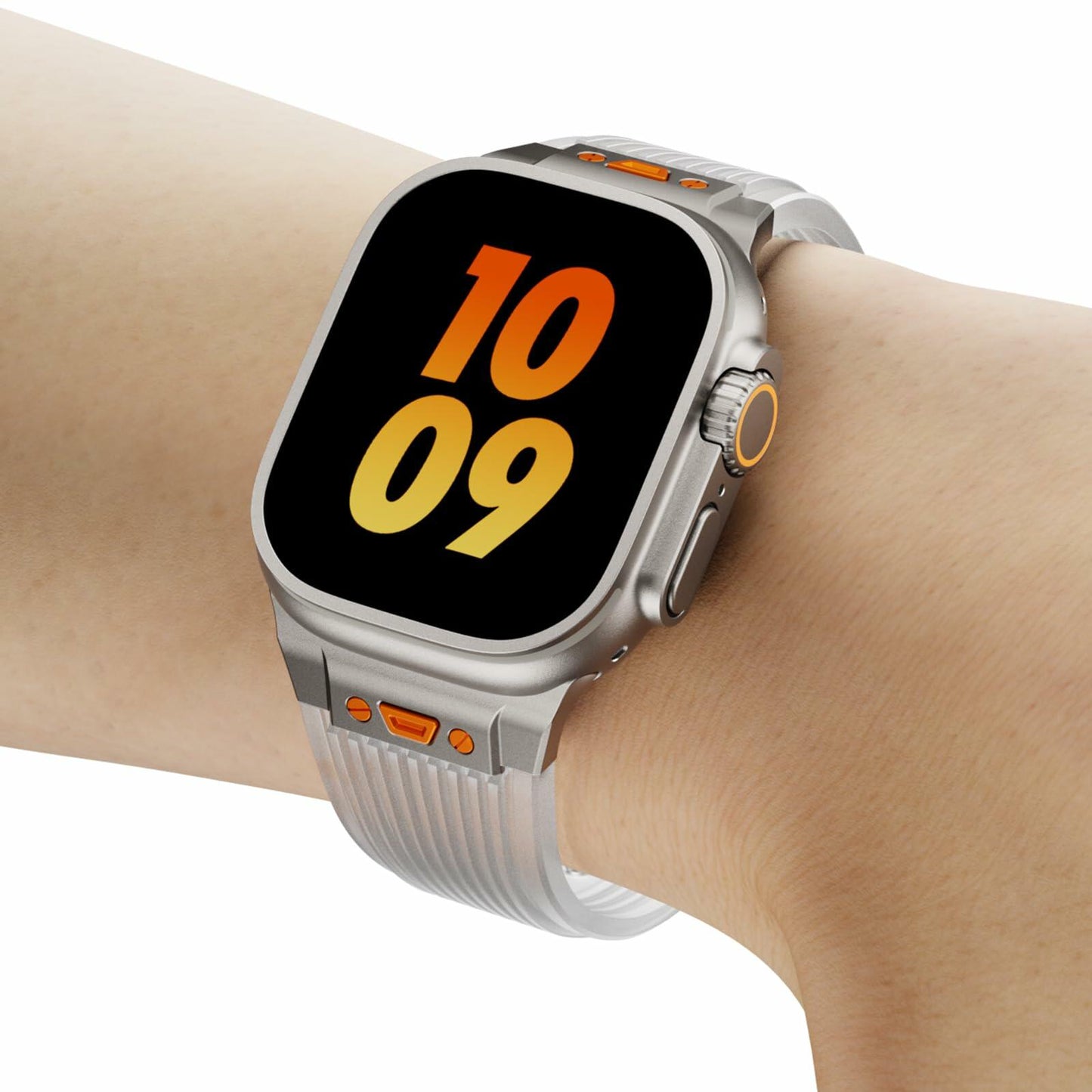 Jopinl Clear Silicone Watch Band for Apple Watch Ultra 49mm Transparent